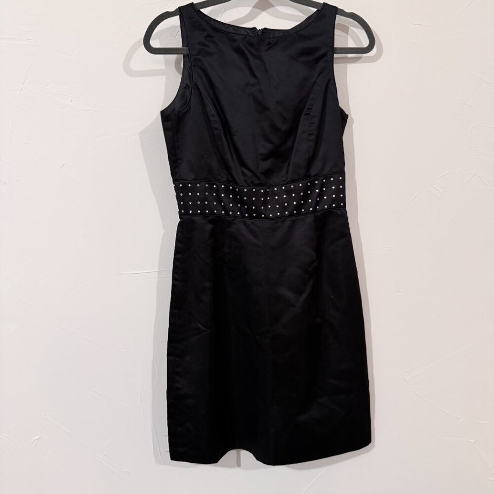 Stephen DiGeronimo Black Cocktail Dress Size 8, Rayon Silk Blend, Studded Waist